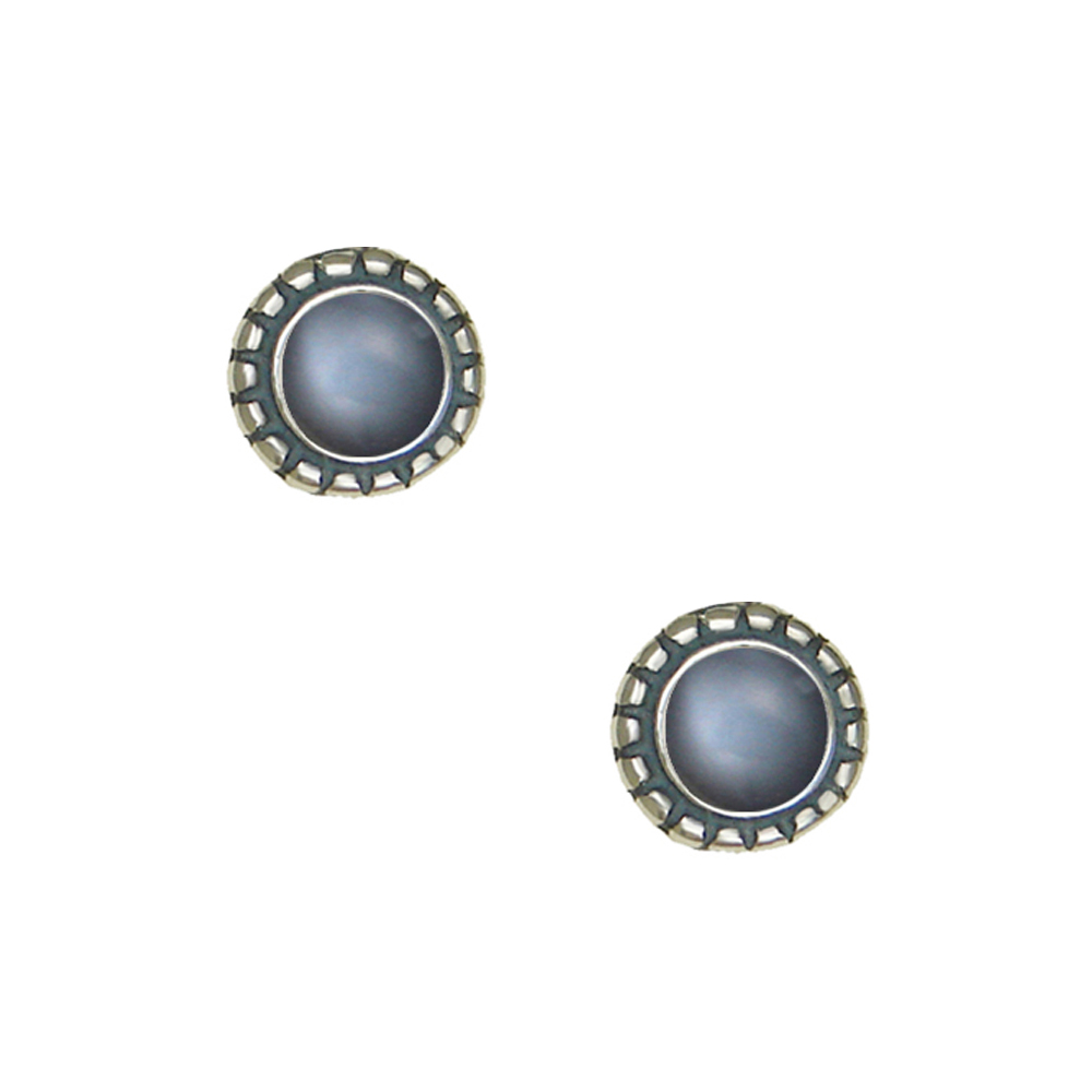 Sterling Silver Little Grey Moonstone Post Stud Earrings